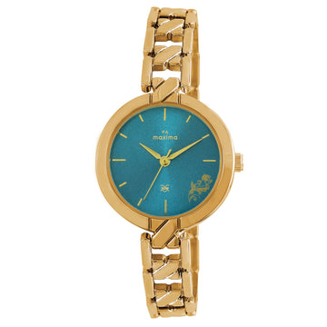 Maxima GOLD Women Blue Dial Analogue Watch - 61612BMLY